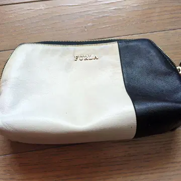 FURLA 가죽 파우치 화이트 블랙