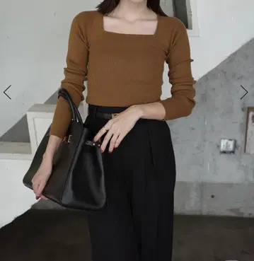 anuans 아뉴앙스 실크 캐시미어 블렌드 데콜테 리브 니트