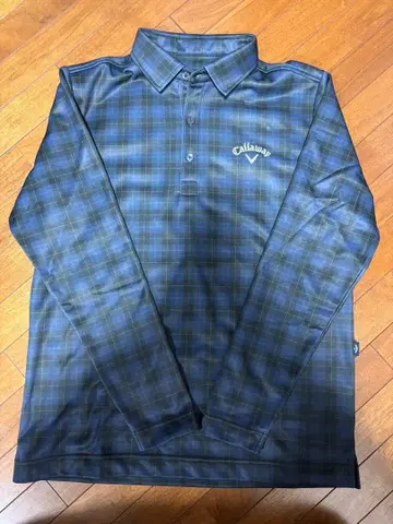 Callaway 체크 무늬 속기모 긴팔 피케 셔츠 M