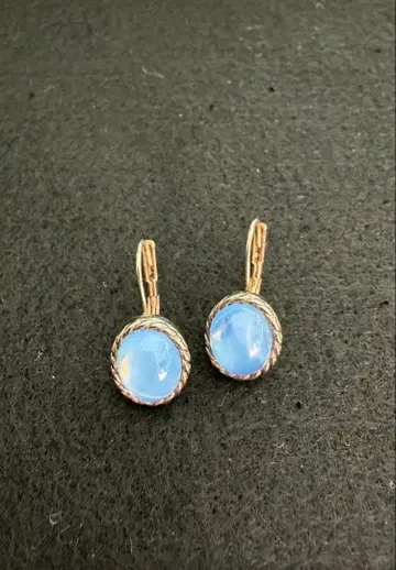 AGATHA 파란색 카보숑 후크식 귀걸이