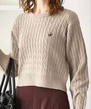 로페피크닉 [ POLO CLUB WEB 한정판 ] 케이블 짜임 크롭 니트