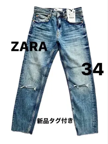 ZARA 슬림 보이프렌드 데님 팬츠 청바지 블루 사이즈 34 새상품