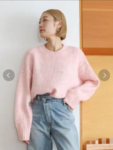 Ungrid 컬러 모헤어 혼방 루즈 니트 스웨터 핑크