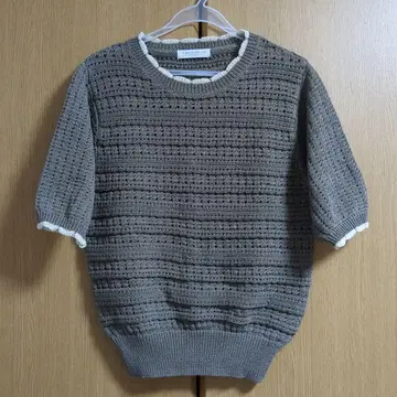 스카시 보더 숏 슬리브 니트 워셔블