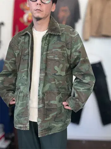 sears 70s 카모 헌팅 자켓 USA 구제 의류 커버올 밀리터리