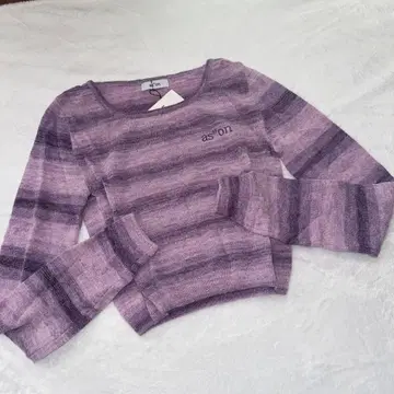 as'on 퍼플 크롭 니트