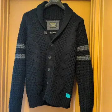 리플레이 REPLAY 블랙 케이블 니트 숄 가디건