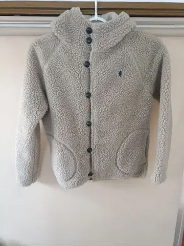 후드 부착 그레이 플리스 자켓