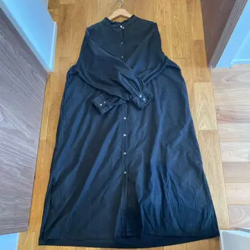 [ natural by clip ] 면 블랙 긴팔 원피스