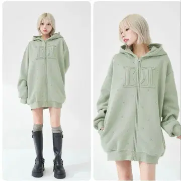 Darich 다리치 DD 로고 비쥬 지퍼 후드티 MNT 민트 그린