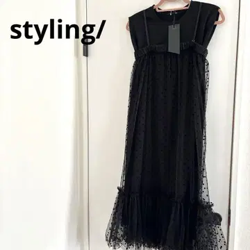 [택 포함] styling/도트 무늬 튤 원피스 블랙