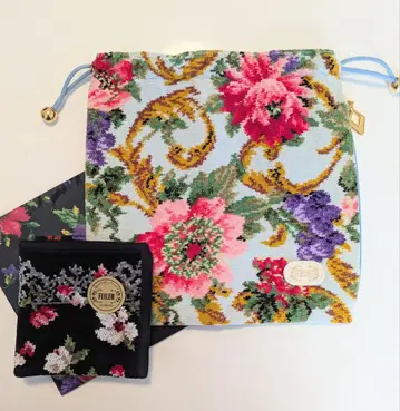 FIELDER 꽃무늬 복조리 파우치 손수건 세트