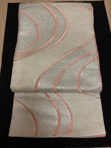 2943 실버 핑크 물결 무늬 후쿠로 오비