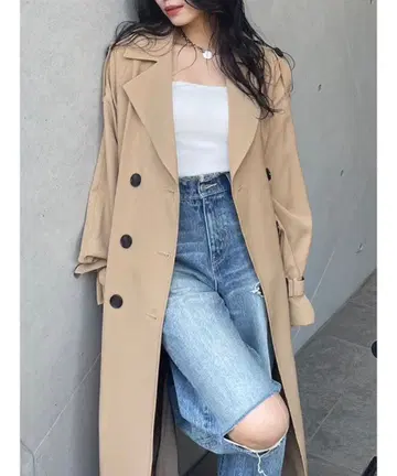 베이지 트렌치코트 롱 기장 EVRIS 에브리스