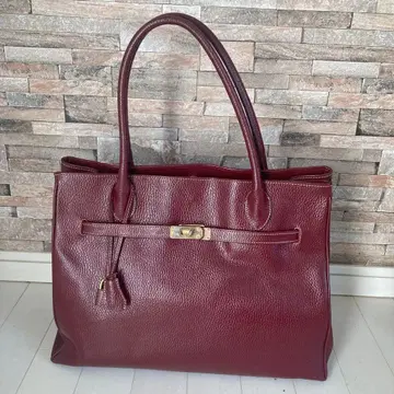 버건디 가죽 토트백