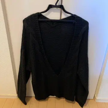 블랙 V넥 여성용 스웨터 ONE SIZE