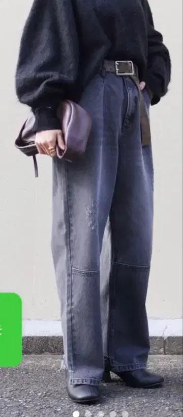 yenn 그레이 태그 와이드 데님 40 새상품급 정가 26400