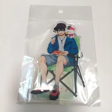 이사기 요이치 & 헬로키티 아크릴 스탠드 캠핑 테마 블루 록