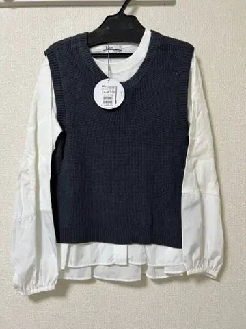 다크 그레이 V넥 니트탑 F 사이즈 래시드 액티브 야마다야