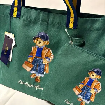 택 포함 새상품 폴로 랄프로렌 폴로베어 토트백 그린 파우치 포함
