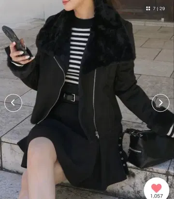 ROYALPARTY 페이크퍼 무스탕 자켓 블랙