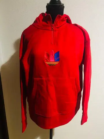 아디다스 후드 부착 후드티 L 사이즈 레드