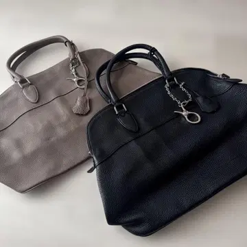 가죽 핸드백 2색 세트 그레이지 & 블랙 그로브 홀더 포함