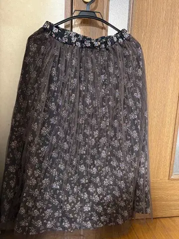 따뜻한 플리스 안감 포함 튤 꽃무늬 스커트