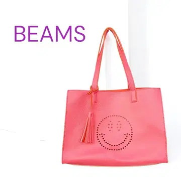 BEAMS 니코짱 스마일 토트백 핑크 / 빔즈 여성용