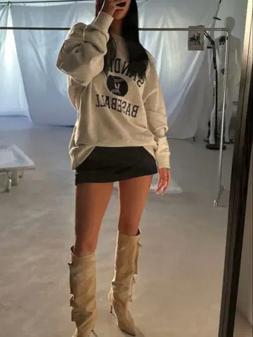 미사용품 23.5cm 롱 부츠 베이지 니하이 싸이하이 한국 Y2K