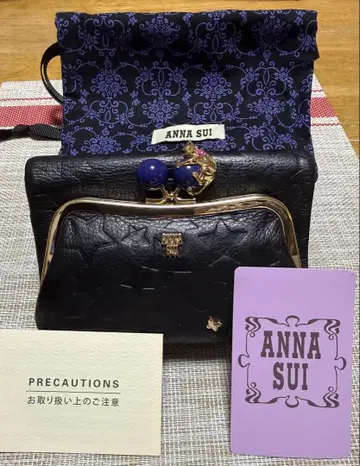 ANNA SUI 안나수이 이단 접이식 소가죽 지갑 고양이 별