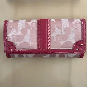 ELLE 핑크 로고 패턴 장지갑
