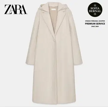 ZARA 후드 부착 베이지 롱 코트
