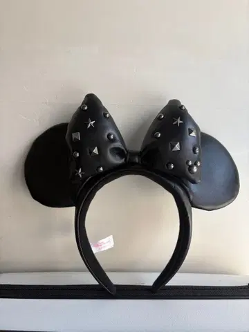 도쿄 디즈니 리조트 한정판 머리띠 미니 가죽 스터드 블랙