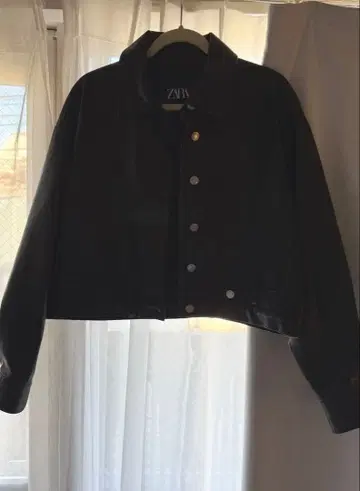블랙 크롭 가죽 자켓 ZARA