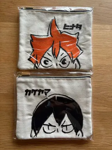 하이큐 데님 자수 파우치 히나타 쇼요, 카게야마 토비오 2세트