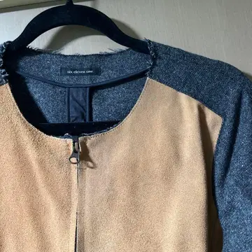 six eleven one 스웨이드 노카라 자켓