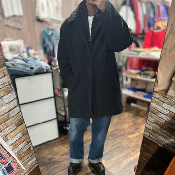 울 피코트 블랙 CHAPS M 구제 의류 아메카지