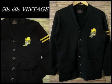50s 60s 스피디 곤잘레스 와펜 레터드 가디건 블랙
