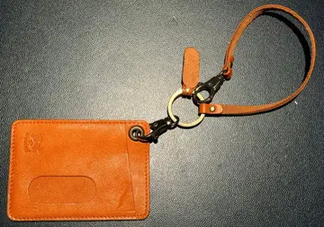 미사용 일비종떼 천연 가죽 패스 케이스 카드 케이스 오렌지