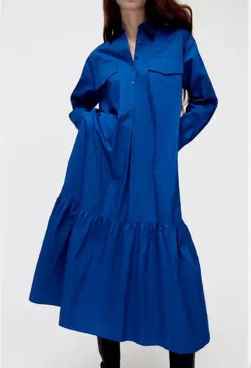 ZARA 포플린 셔츠 원피스 오버 사이즈 L