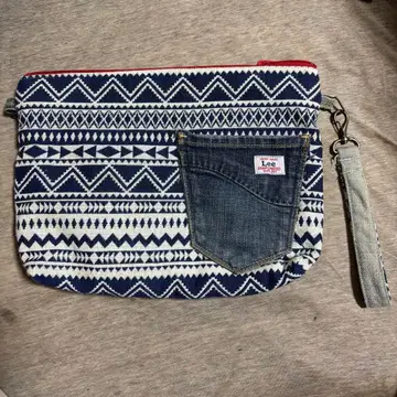 데님 리메이크 클러치 오르테가 무늬