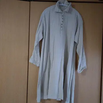 네스트로브 베이지 린넨풍 셔츠 원피스 긴팔