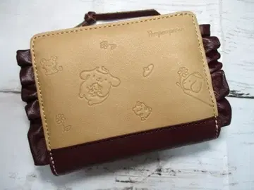 새상품 지갑 여성용 이단 접이식 라운드 폼폼푸딩 천연 가죽 산리오 공식