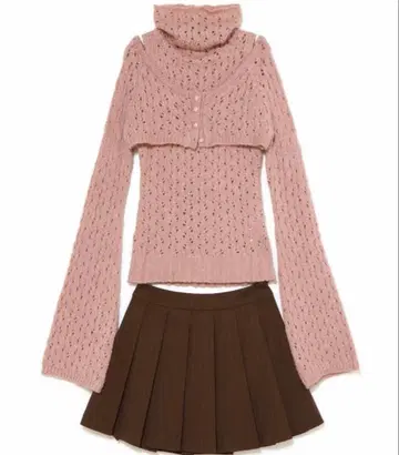 andmary Sophy pleats knit set up pink