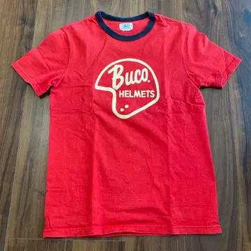 더 리얼 맥코이 Buco 헬멧 로고 링거 T셔츠 빨간색