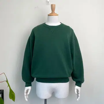 90s 00s RUSSELL 앞V 맨투맨 무지 빈티지 구제 의류 그린