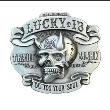 새상품 LUCKY13 럭키13 사탄 스컬 벨트 버클 락 바이커