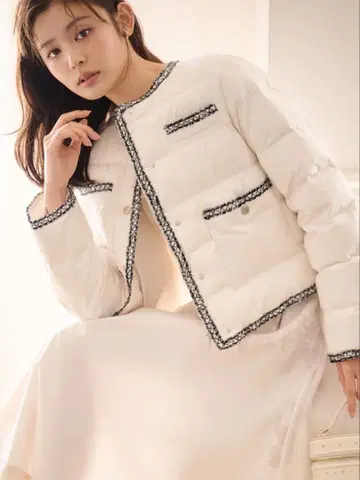 CELFORD (셀포드) 트리밍 디자인 퀼팅 재킷 아이보리 38