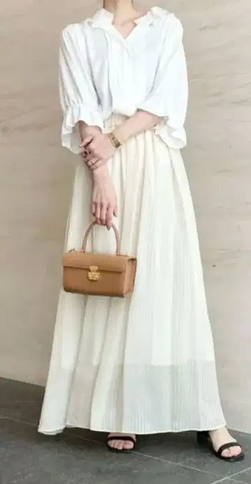 택 포함 새상품 D/Nero 도비 스트라이프 롱 스커트 정가 72600엔